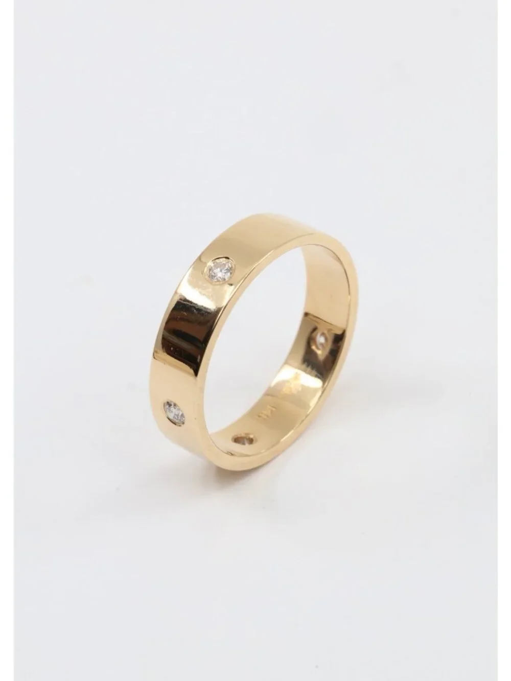14K Solid Yellow Gold Flush Set Diamond Eternity Wedding Band Ring - Size 6.50
